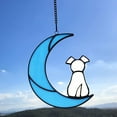 thumbnail image 3 of Dog Memorial Gifts For Dog Lovers,Dog On Moon Stained Glass Window Hanging For Suncatcher, 3 of 7