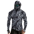 thumbnail image 3 of Men's Shark Print Fishing Hoodie, Long Sleeve UPF 50+ Sun Protection Shirt with Built-in Face Mask and Thumbholes Black L, 3 of 9