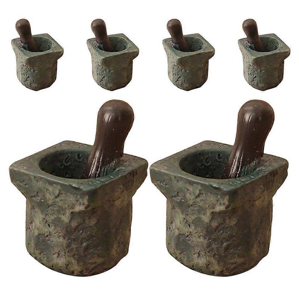 6pcs Mini Doll House Kitchen Realistic Miniature Garlic Crusher Diy Scene Stone Pot Decor Accessories For Dollhouse Micro Model Sand Table Office Disp