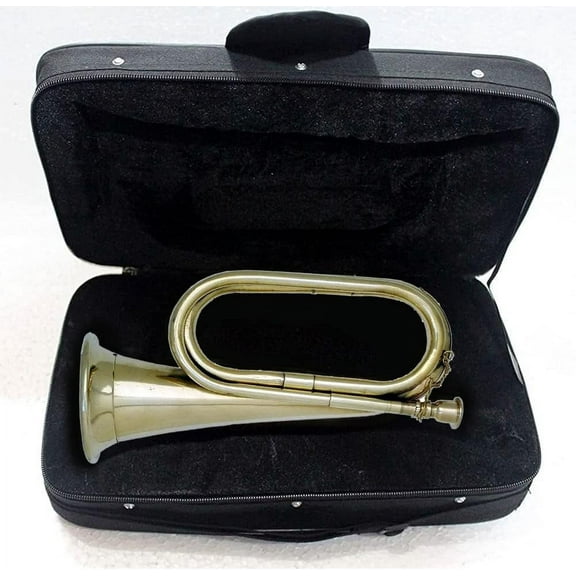 Brass Blowing Bugle with Box | Civil War Era Brass Bugle US Military Cavalry Style Horn | Musical Instrument Classic Style Boy Scout Retro Horn