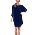 thumbnail image 2 of Gspmoly Robes pour Femmes, Mode Femmes Robe Décontractée Unie à Col Rond à Manches Longues Mini Robe Robes Formelles pour Femmes Offres du Jour, 2 of 7