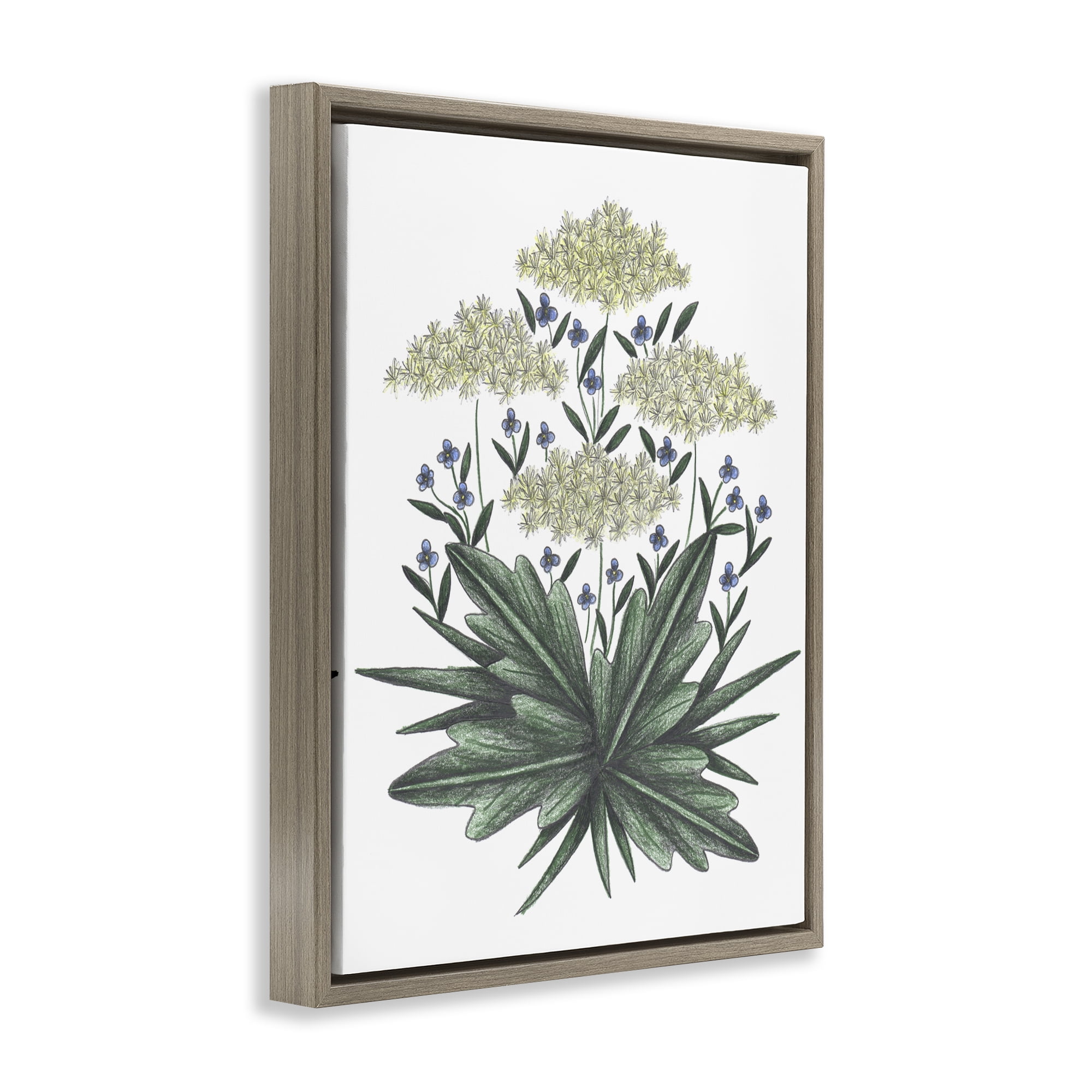 New Roots Vintage Sketch Brown Framed Floater Canvas Wall Art, design by Cecilia Battaini