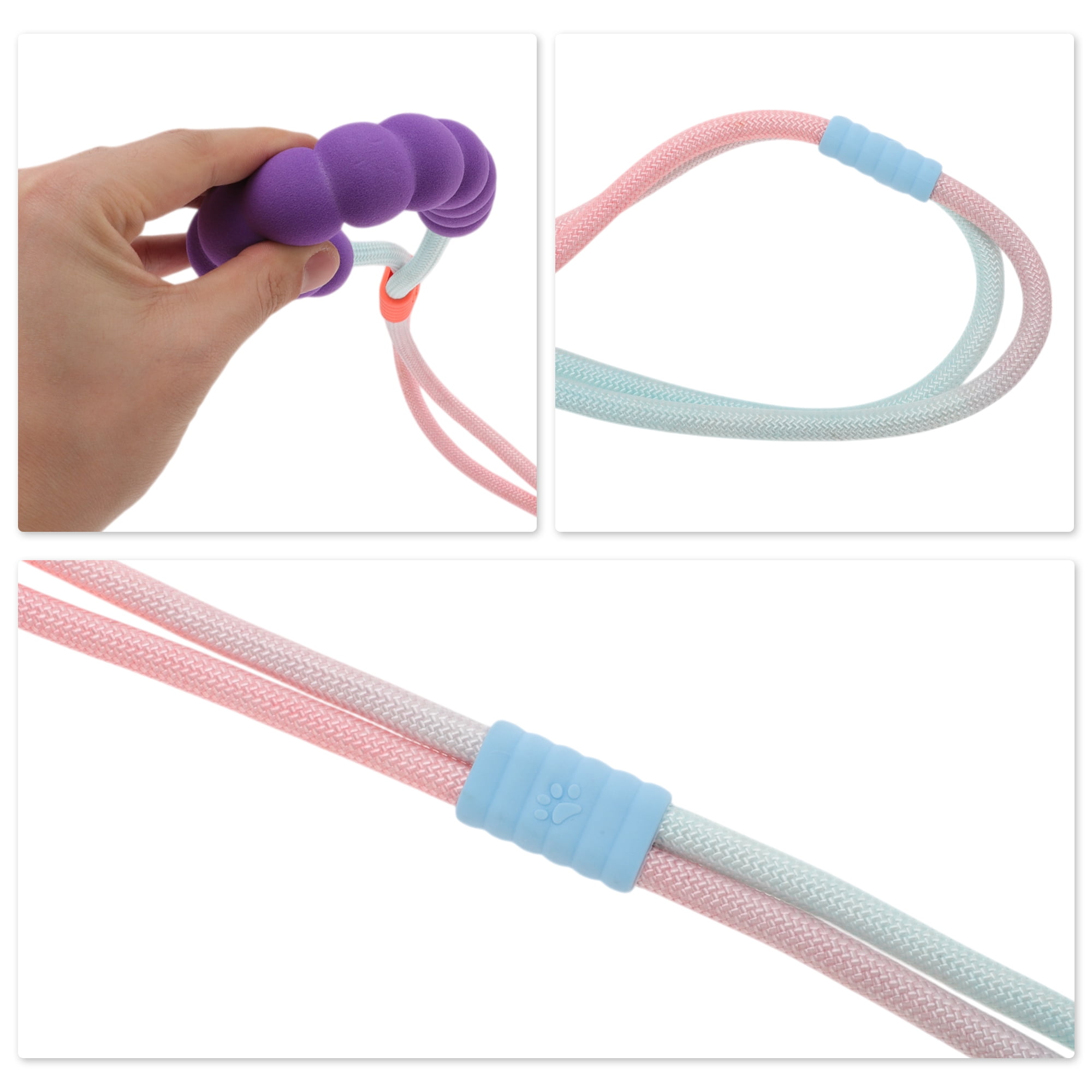 Unique Bargains Adjustable Crossbody Waist Leash Hands Free Dog Leash Yellow Pink Blue