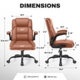 thumbnail image 2 of COOLHUT Office Chair, Executive Leather Chair Home Office Desk Chairs, Computer Chair with Adjustable Flip-up Padded Arms, Lumbar Support Swivel Desk Chair with Adjustable Hight and Tilt, Brown, 2 of 11