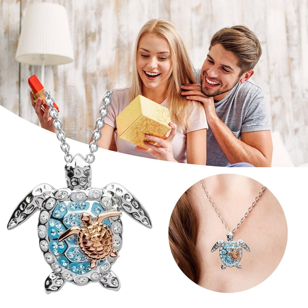 Blue Opal Sea Turtle Necklace Silver Bracelets Jewelry for Women Gifts Turtle  Pendant Statement Necklace - Walmart.com
