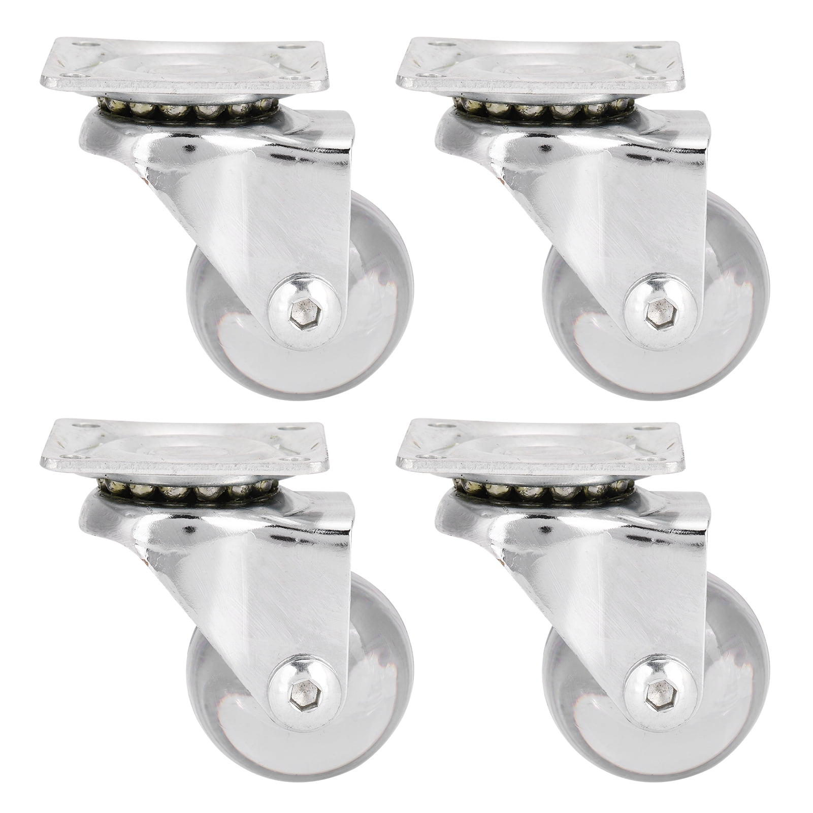 Small Caster Wheels For Furniture, Non-Marking Low Profile Casters, Heavy Duty Polyurethane Rubber Silent Casters, Smooth 360 Degrees Rotation, Set Of 4