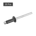 thumbnail image 3 of Unique Bargains 4mm x 10mm Aluminum Open End Flat Round Head Blind Rivets, Black 25 Pack, 3 of 5
