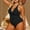 Black, variant on SwiftWear Women's Plus Size Halter Neck One Piece Swimsuit Deep V-Neck Tummy Control Bathing Suit with Open Back Elegant Swimwear for Beach Vacation