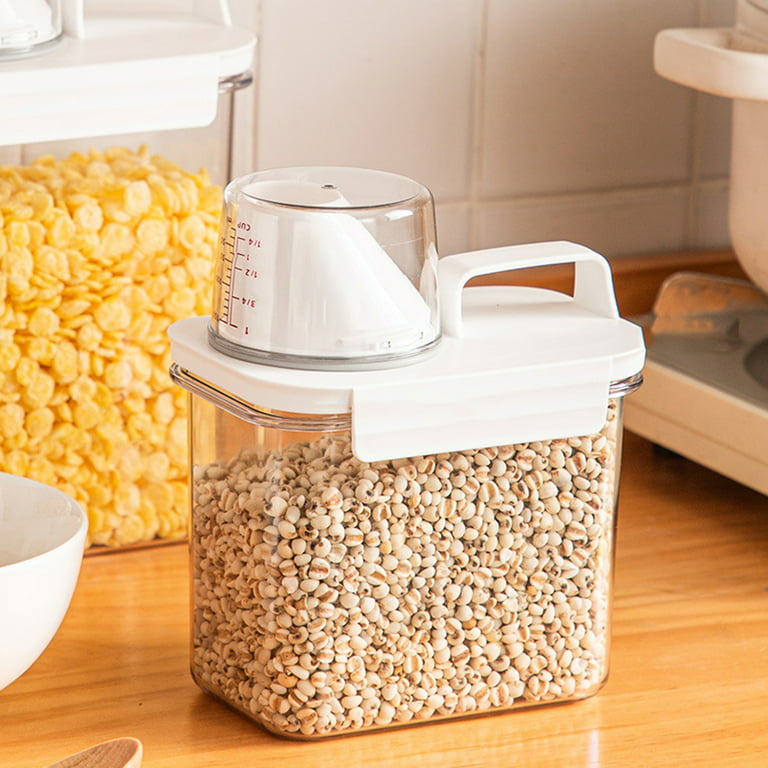 Hesroicy Moisture-proof Airtight Cereal Storage Container with Measuring  Cup and Sealed Lid - Perfect Kitchen Countertop Organizer for Daily Use
