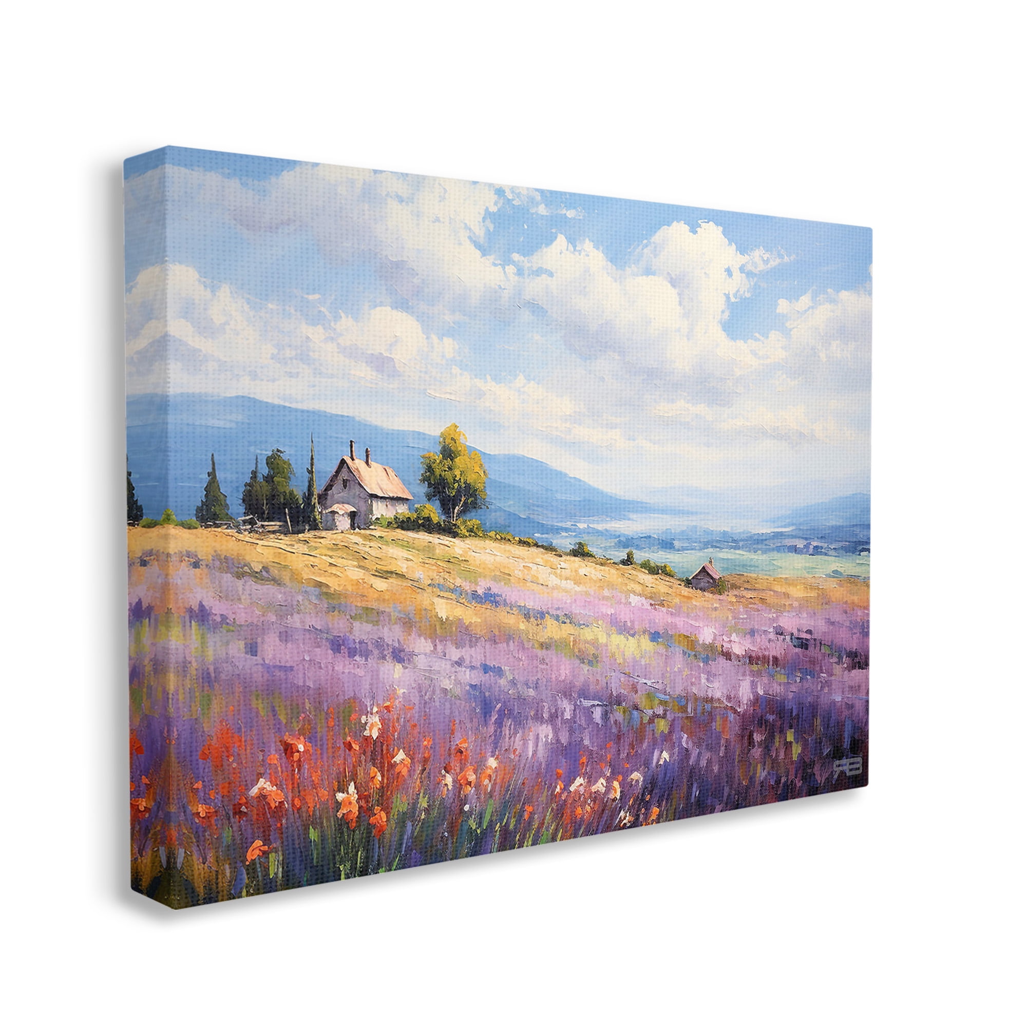 Stupell Industries Cottage Meadow View Landscape Painting Gallery Wrapped Canvas Art Print Wall Art, 20 x 16