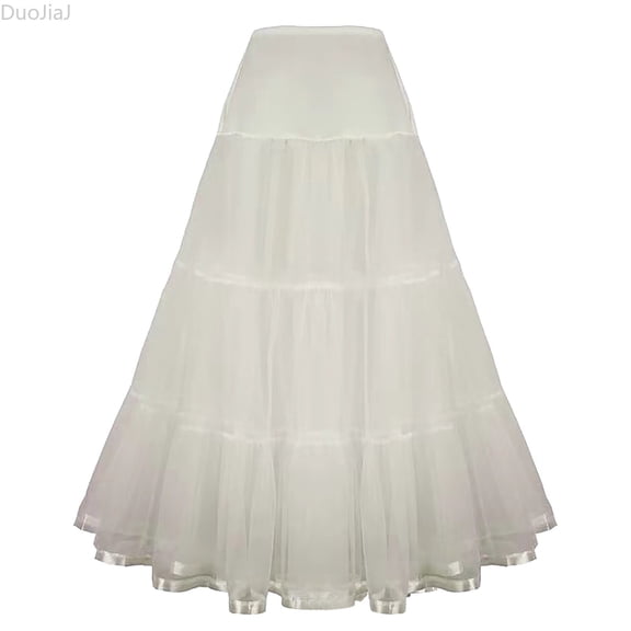 DuoJiaJ Boneless A Hem Wedding Dress Long Petticoat Tutu Skirt Skirts For Women Beige M