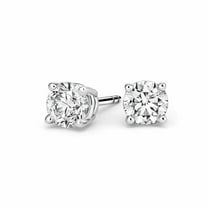 14k White Gold 1/4 Ct Round Plated Created Diamond Stud Earrings by Paris Jewelry
