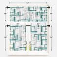 thumbnail image 3 of 36 Inch Kitchen Curtains Teal and Grey Geometric Abstract Art Window Curtains and Valances Set of 3, White Modern Art Background Short Tier Curtain for Kitchen,Vintage Small Kitchen Decor, 3 of 6