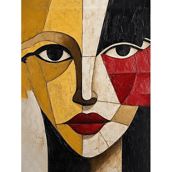 Abstract Cubism Face Wall Art Canvas Painting， Suitable for Living Room， Bedroom， Office， Dining Room， and Hallway Decoration.