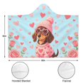 thumbnail image 3 of Pink Roses Dachshund Wearable Blanket Hoodies for Women Men Adults Dachshund Lovers Cozy Soft Cute Heart Dachshunds Hooded Blankets for Couch Bed Decor Valentine's Day Gifts 60x80 Inch, 3 of 5