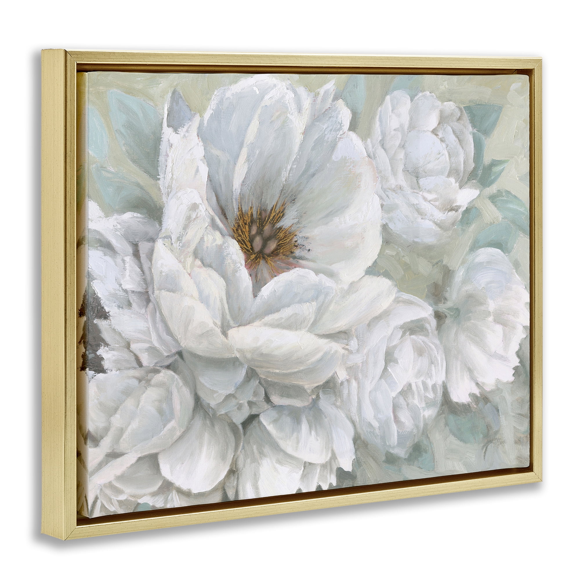 Stupell Industries White Beauty Bouquet Botanical & Floral Painting Gold Floater Framed Art Print Wall Art, 31 x 25