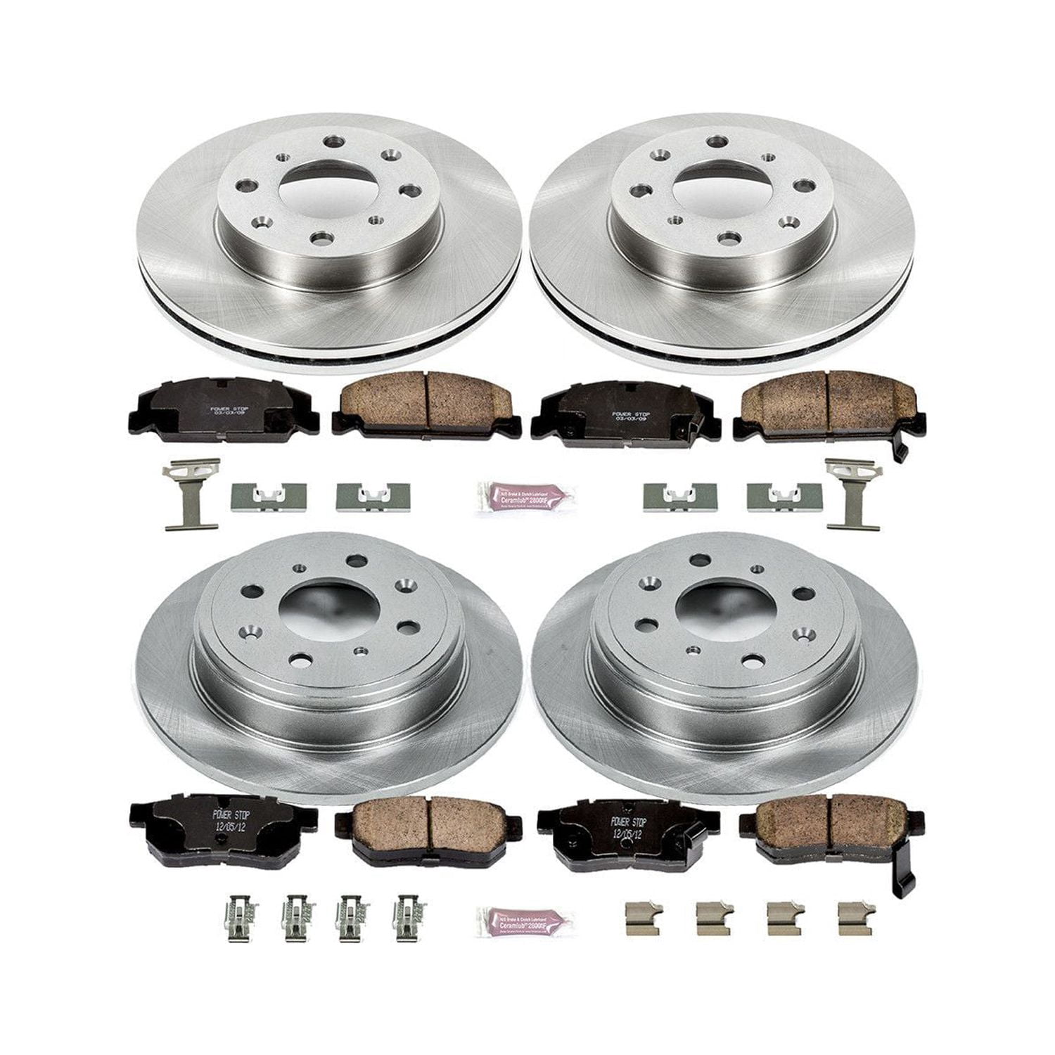 Power Stop Front and Rear Stock Replacement Brake Pad and Rotor Kit KOE700