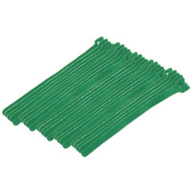 CableWholesale 30CT-05180 0.50 x 8 in. Green Hook & Loop Cable Strap with Eye - Pack of 25