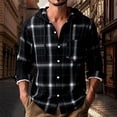 thumbnail image 5 of Breezora Men's Long Sleeve Shirt Plaid Flannel Casual Button Down Hooded Jacket Outdoor Hiking Camping Utility Shacket with Pockets L Size Black, 5 of 6