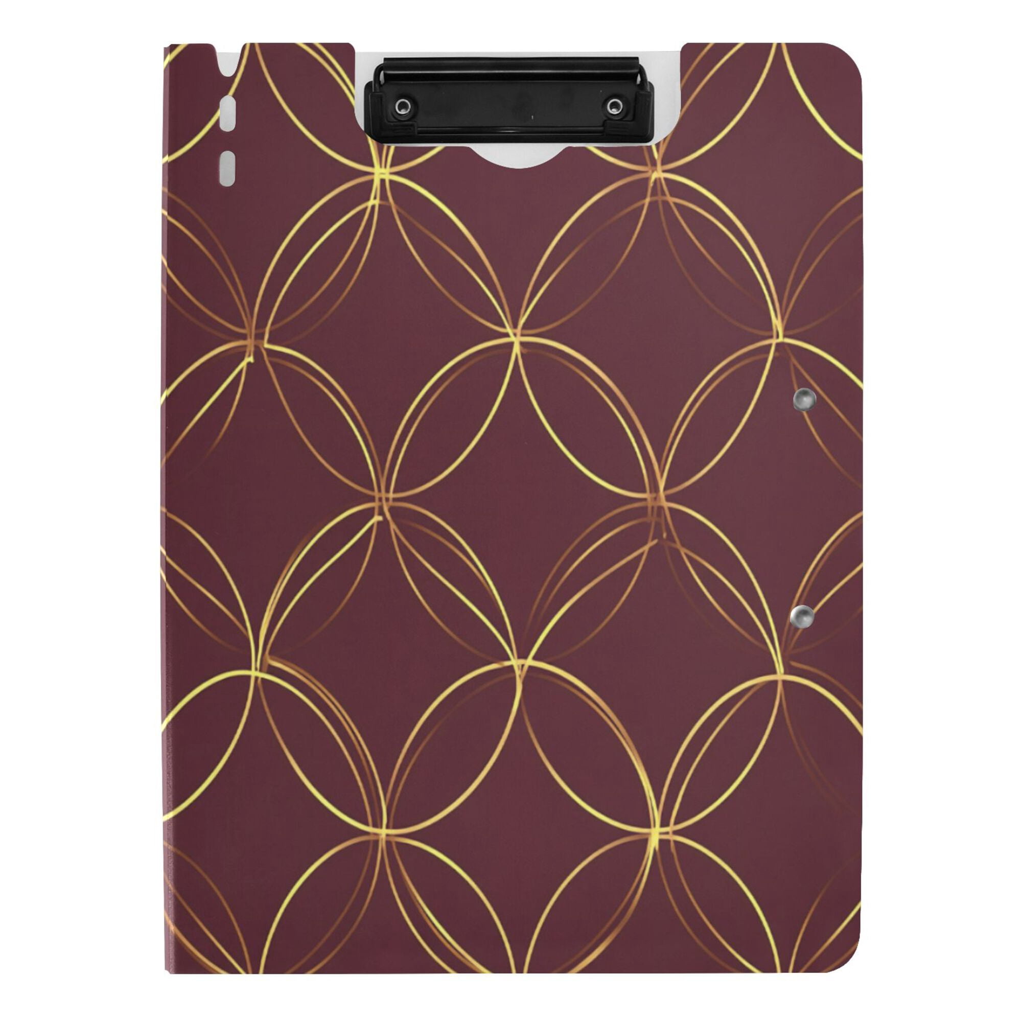 FORMRS A4 Clipboard Folder with Pen Holder Horizontal Foldable School Office Binder, Circular Gold Pattern