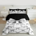 thumbnail image 2 of jejeloiu Girls Cartoon Bow Tie Full Size Comforter Sets,White Gray Black Bedding Sets For Girl Teens Reversible 3pcs, 2 of 8