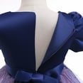 thumbnail image 4 of Odeerbi Tutu Tulle Dress For Toddler Girls Birthday Dresses Formal Dress Net Yarn Star Mesh Print Bow Pearl Party Gown Long Dresses Dark Blue, 4 of 9