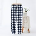 thumbnail image 3 of AWXNJUX Women's Long Fluffy Plush Thermal Flannel Pyjama Bottoms Winter Warm Cuddly Trousers Women's Checked Pyjama Trousers Fleece Pyjama Trousers With Pockets Casual Fleece Trousers (Navy Blue,XL), 3 of 4