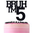 thumbnail image 1 of Brocha negra con purpurina ZACHAKO para adornar tartas con estampado I'm 5 años, para cumpleaños núm, 1 of 7