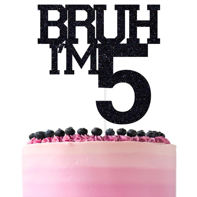 Brocha negra con purpurina ZACHAKO para adornar tartas con estampado I'm 5 años, para cumpleaños núm