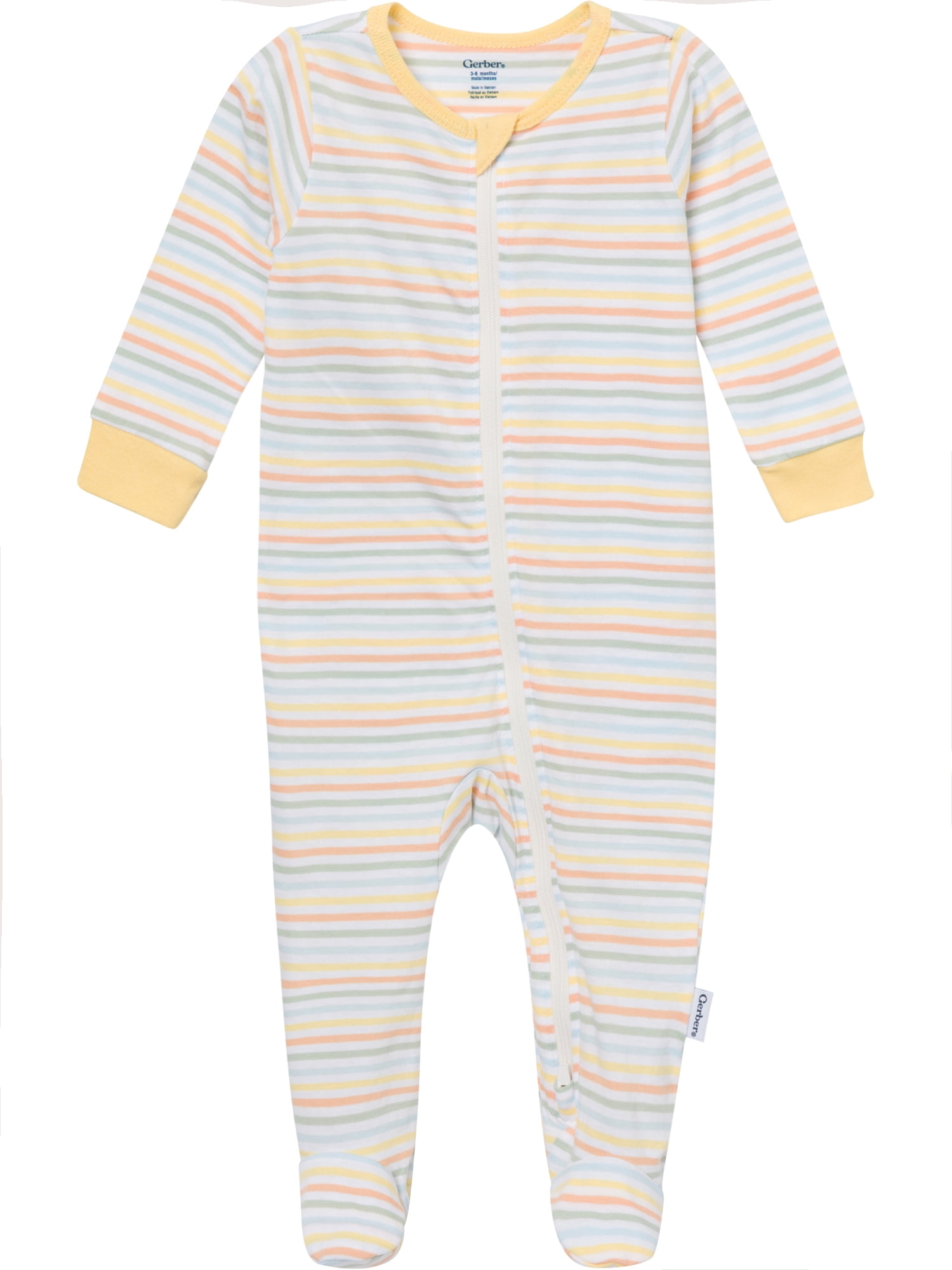 Gerber Baby Neutral Sleep N´ Play 2-Way Zipper Footed Pajamas, 4-Pack, Sizes, Newborn - 6/9 Months