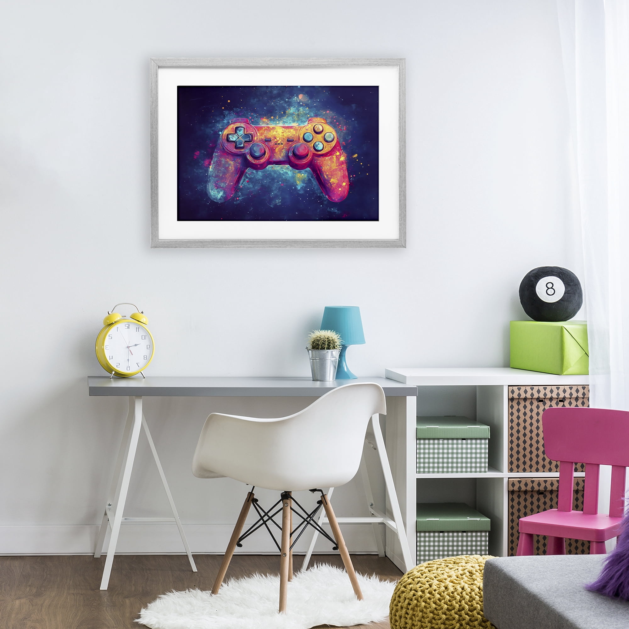 Stupell Industries Futuristic Cosmic Game Controller Gray Framed Print Under Glass, design by Creative Studio