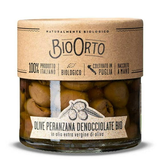 Bio Orto Organic Pitted Olives in Peranzana Extra Virgin Olive Oil (190g / 6.70 oz)