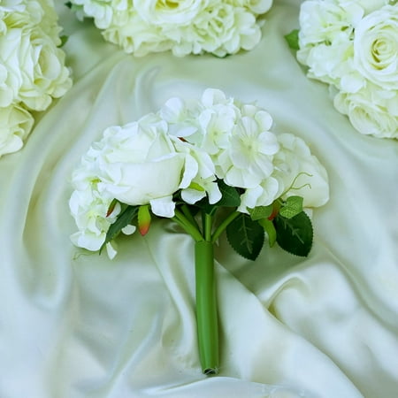 Bouquet Rose Hydrangea BalsaCircle 4 Silk Roses and Hydrangea Bouquets - DIY Home Wedding Party Artificial Silk Flowers Arrangements Centerpieces ()