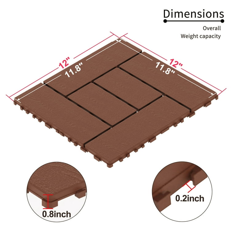 Miniyam 44 Pcs Interlocking Deck Tiles, 12