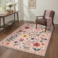 thumbnail image 3 of 2x7 Area Rugs Non Slip Washable Low Pile Indoor Floral Butterfly Print Runner, Lightweight Carpet for Hallway Entryway Laundry Room Bedroom Bathroom, Soft Pink Blush, 3 of 4