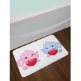 thumbnail image 2 of Animal Cartoon Bath Mat, Pink and Blue Holding Hearts Smiling Twins Composition Funny, Plush Bathroom Decor Mat with Non Slip Backing, 29.5" X 17.5", Pink Blue, 2 of 2