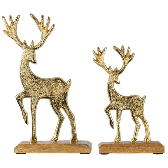 Northlight Reindeer and Fawn Textured Metal Christmas Figures - 10.5" - Gold - Set of 2