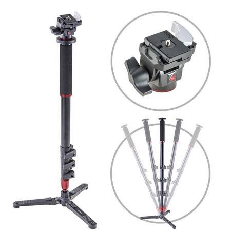 UPC: 0840014141814 | Orbit 4-Section Aluminum Handheld Monopod Stick for DSLR Photo & Video  Sports Cameras  with Fluid Base  Tilt Head  Quick Release Tripod Legs & Bag 65