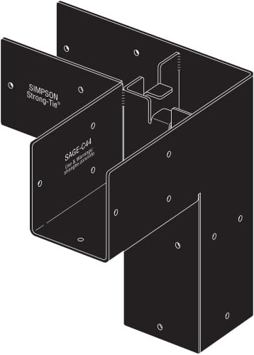 Simpson Strong-Tie SAGE-C44-KT2 Outdoor Accents Sage System Black Powder-Coated Corner Connector for 4x4 Lumber with Included Color-Matched Connector Screws Pack of 2