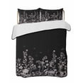 thumbnail image 2 of Black Botanical Twin XL Size Down Alternative Comforter, Lightweight Comforter Quilt Bedding Set with Pillow Shams Dragonfly Flower Leaf Retro Style All Seasons Bed Comforter Duvet Insert 68"x98", 2 of 7