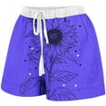 thumbnail image 4 of RQYYD Summer Sunflower Print Shorts for Women 2024 Elastic Drawstring Lightweight Linen Pants Casual Loose Beach Short Pants with Pockets, 4 of 5