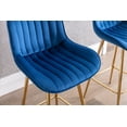 thumbnail image 5 of Modern Bar Stools Set of 2,Velvet Bar Chairs with Tufted Back and Golden Metal Footrest,Upholstered Counter Height Bar Stools Dining Chairs,Club Side Chairs for Home Bar Counter Kitchen,Blue, 5 of 7