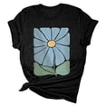thumbnail image 3 of Graphic Tees for Women's T Shirt for Everyday Wear with Floral Print Short Sleeve by Cute Fashion and Modern Style Black 3XL, 3 of 4