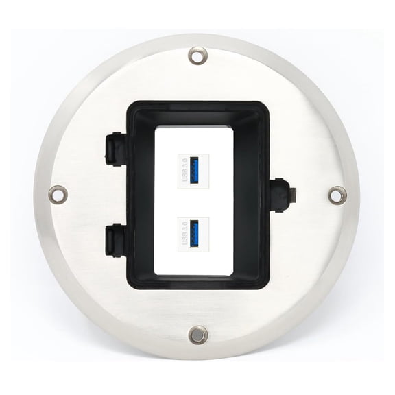 RiteAV 2 USB-3 Floor Box [Stainless Steel]