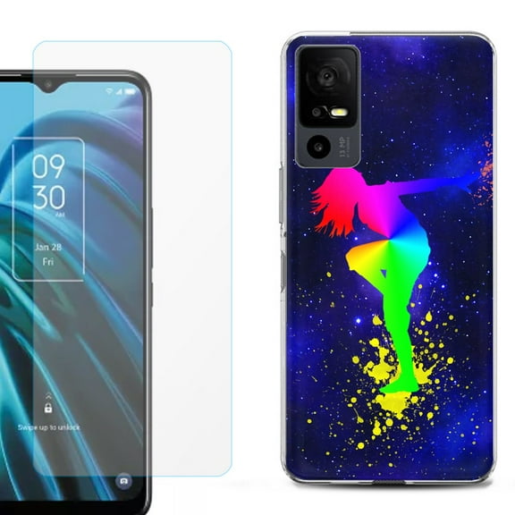 OneToughShield ® for TCL 40 XE 5G Shockproof Fashion Phone Case, with Tempered Glass Screen Protector - Cosmos Dance