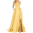 thumbnail image 1 of EQWLJWE Robe Femme Liquidation Robe Longue Unie Dos Nu Bretelles Robe de Soirée Ajustée Épaules Dénudées Robes pour Femmes Grande Taille, 1 of 6