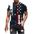 thumbnail image 2 of 4th of July T Shirts for Men Mens Fourth of July Shirts Fourth of July T Shirts for Men American Flag Shirt Mens Men's Independence Day Printed Round Neck Short Sleeved Tops Blouses, 2 of 5
