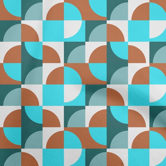 oneOone Polyester Spandex Turquoise Blue Fabric Geometric Fabric For Sewing Printed Craft Fabric By The Yard 56 Inch Wide