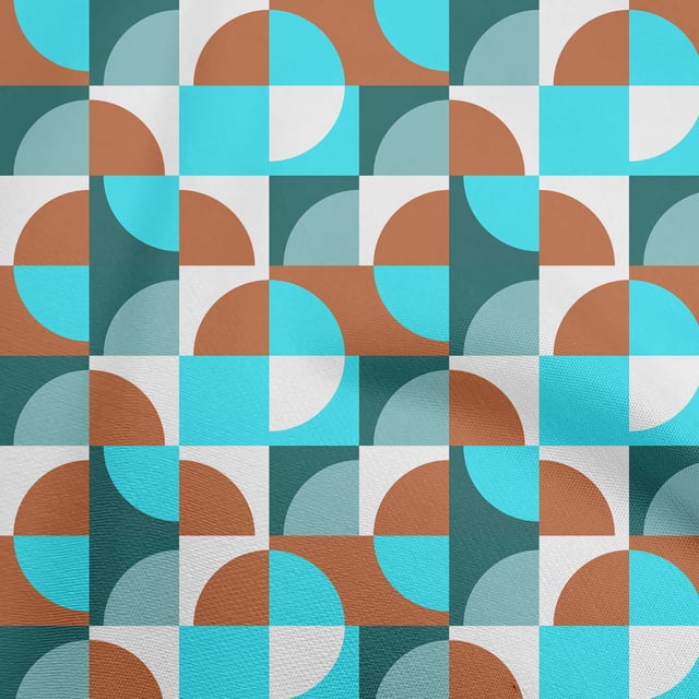 oneOone Silk Tabby Turquoise Blue Fabric Geometric Craft Projects Decor Fabric Printed By The Yard 42 Inch Wide