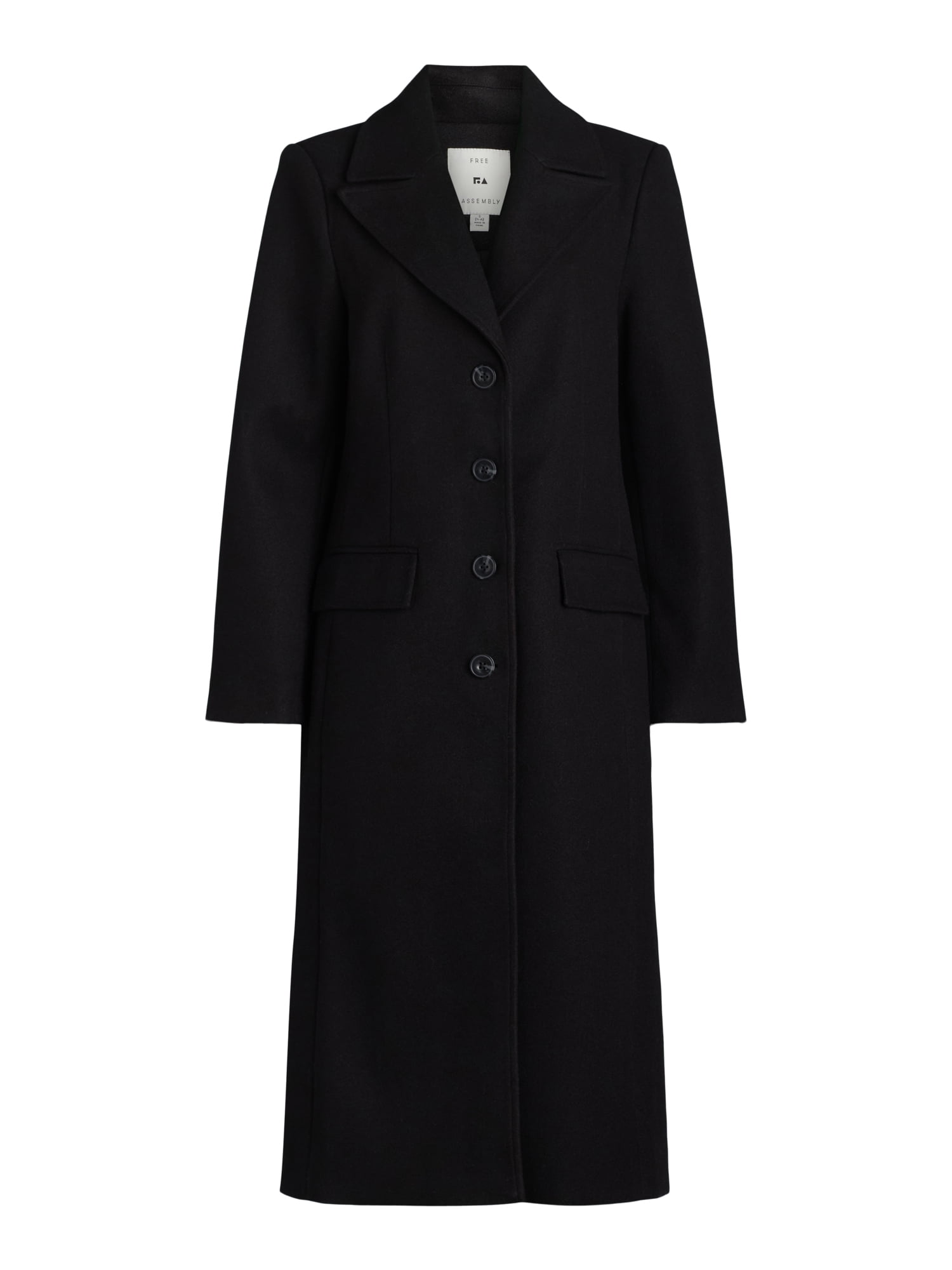 Free Assembly Women’s Faux Wool Long Coat, Sizes XS-XXXL